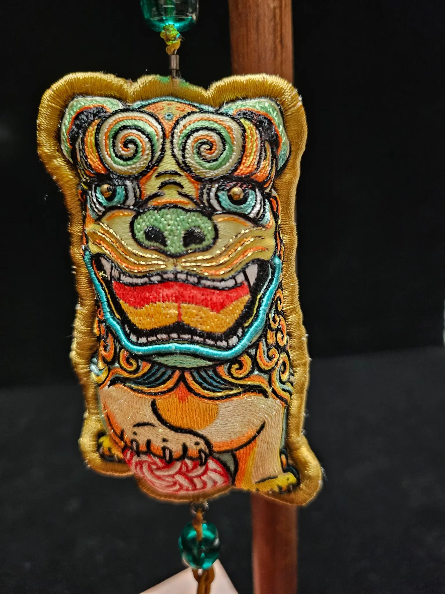 Lion Embroidered Charm · 醒狮刺绣挂件